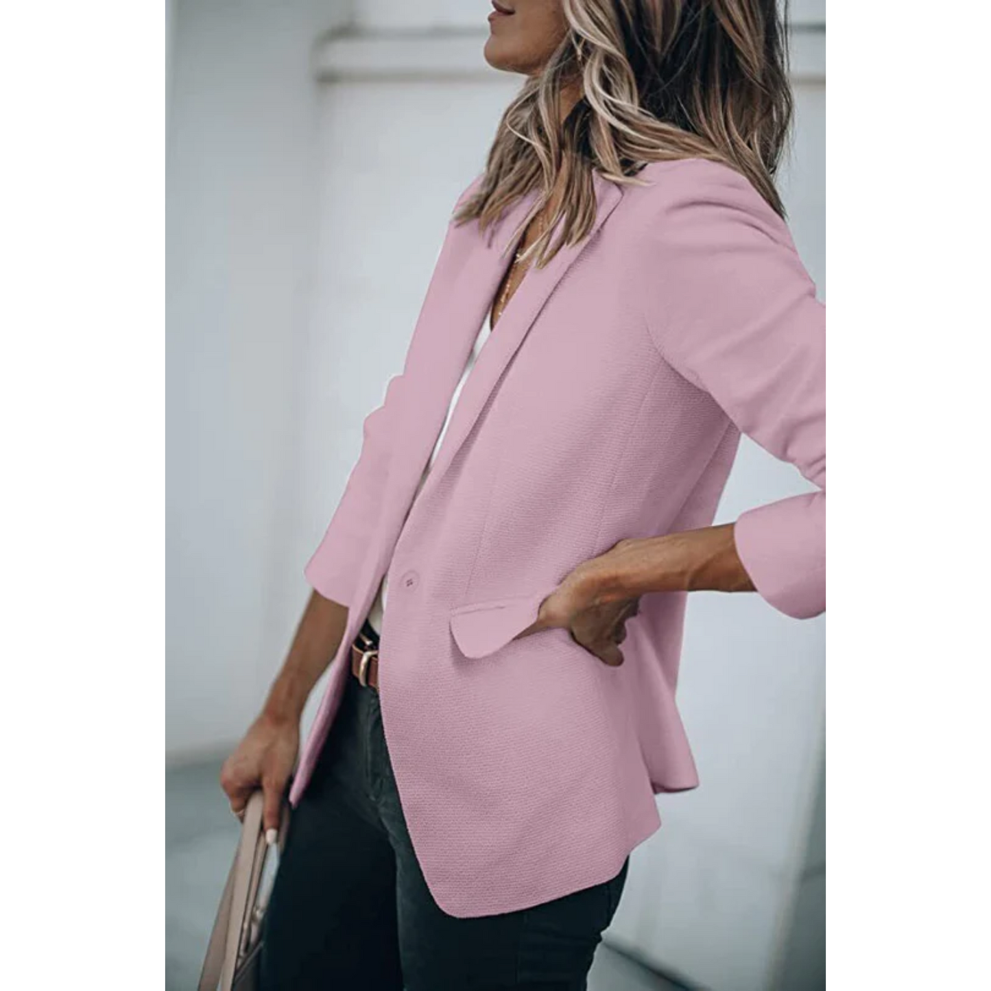 Women's Classic Solid Color Blazer with Pockets | Perfect for Casual Days