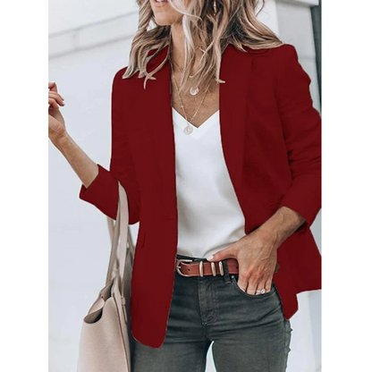 Women's Classic Solid Color Blazer with Pockets | Perfect for Casual Days