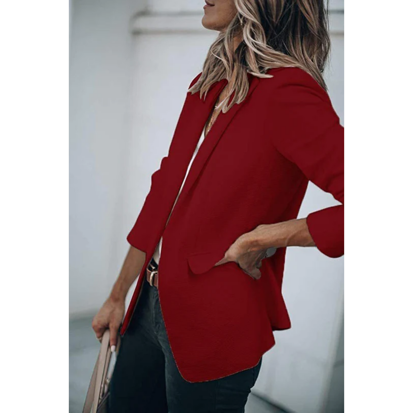 Women's Classic Solid Color Blazer with Pockets | Perfect for Casual Days