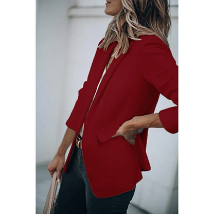 Women's Classic Solid Color Blazer with Pockets | Perfect for Casual Days