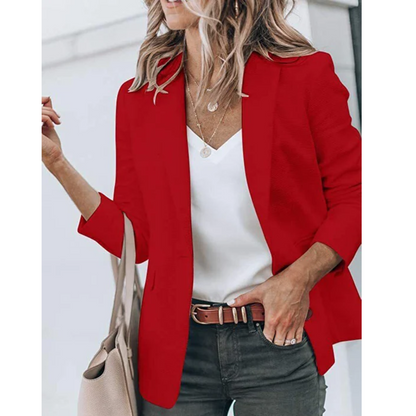 Women's Classic Solid Color Blazer with Pockets | Perfect for Casual Days