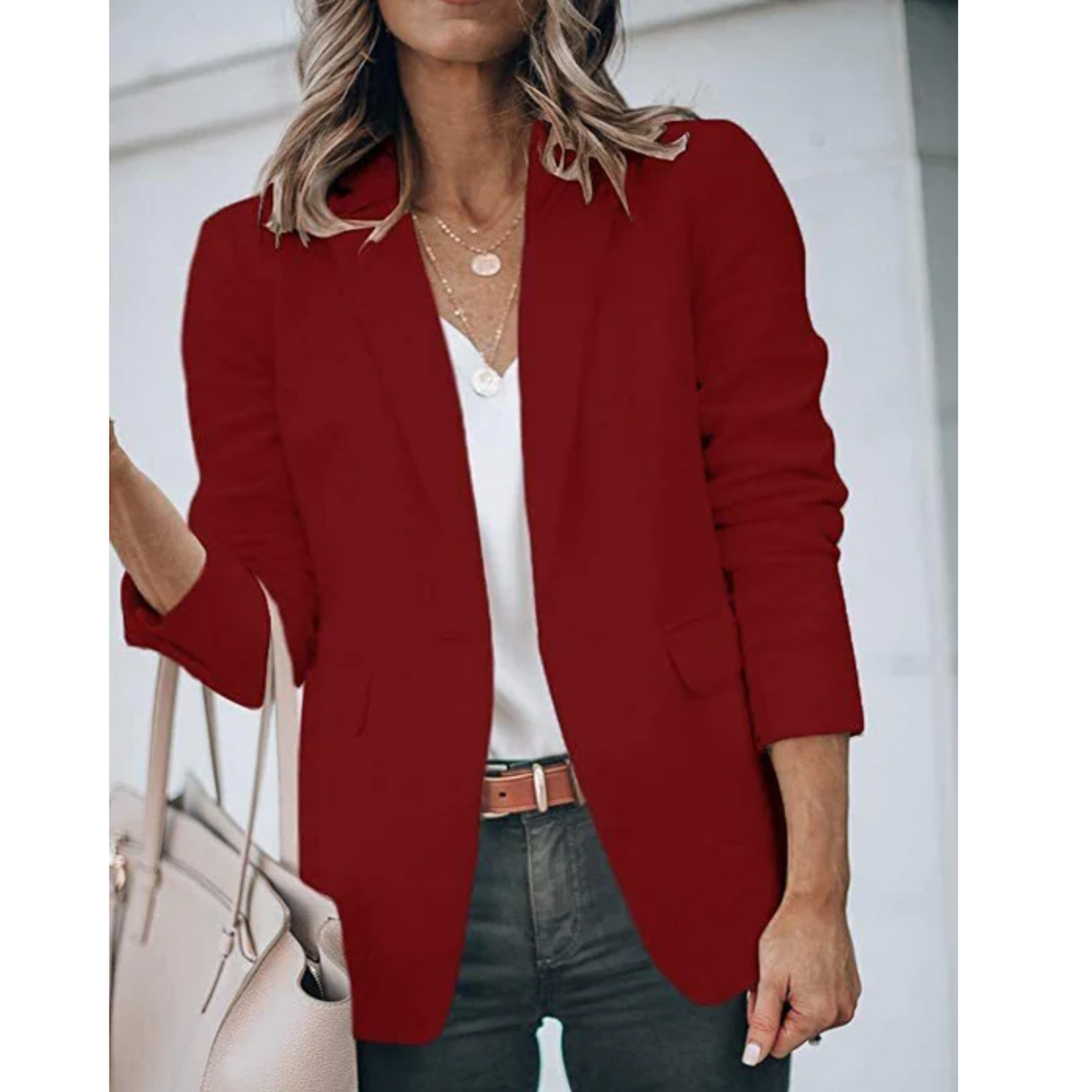 Women's Classic Solid Color Blazer with Pockets | Perfect for Casual Days