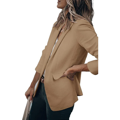 Women's Classic Solid Color Blazer with Pockets | Perfect for Casual Days