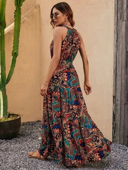 Women's Summer Elegant Long Dress with Halter Neck | Ideal for Summer