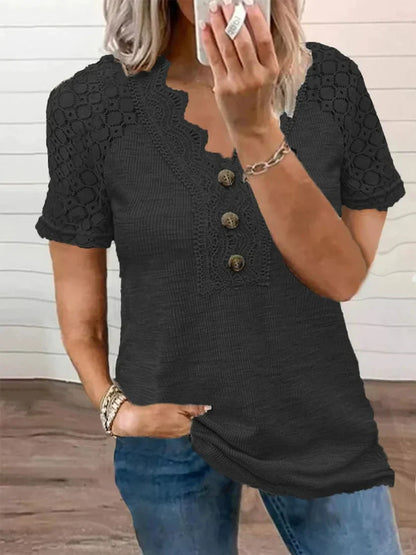 Variant image for Women's Elegant Lace T-Shirt with Delicate Accents and Relaxed Fit-13