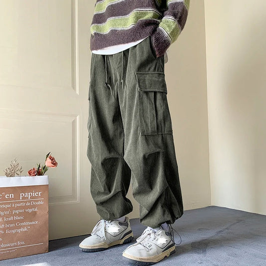 Men's Baggy Corduroy Cargo Pants | Perfect for Casual Days