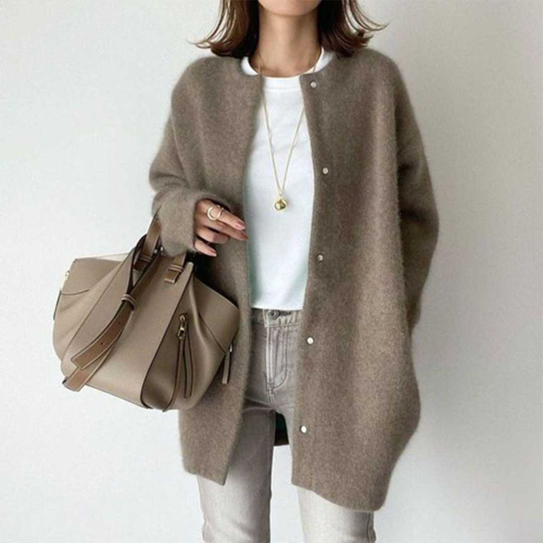 Women's Cozy Solid Colour Chunky Knit Cardigan with Buttons | Ideal for Winter