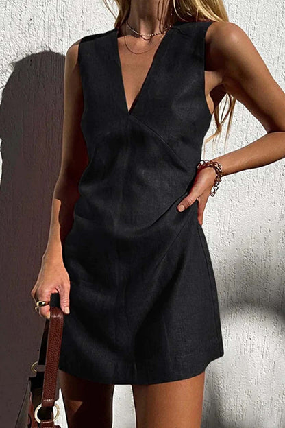 Women's Chic Lightweight Mini Dress with V-Neckline for Summer Events