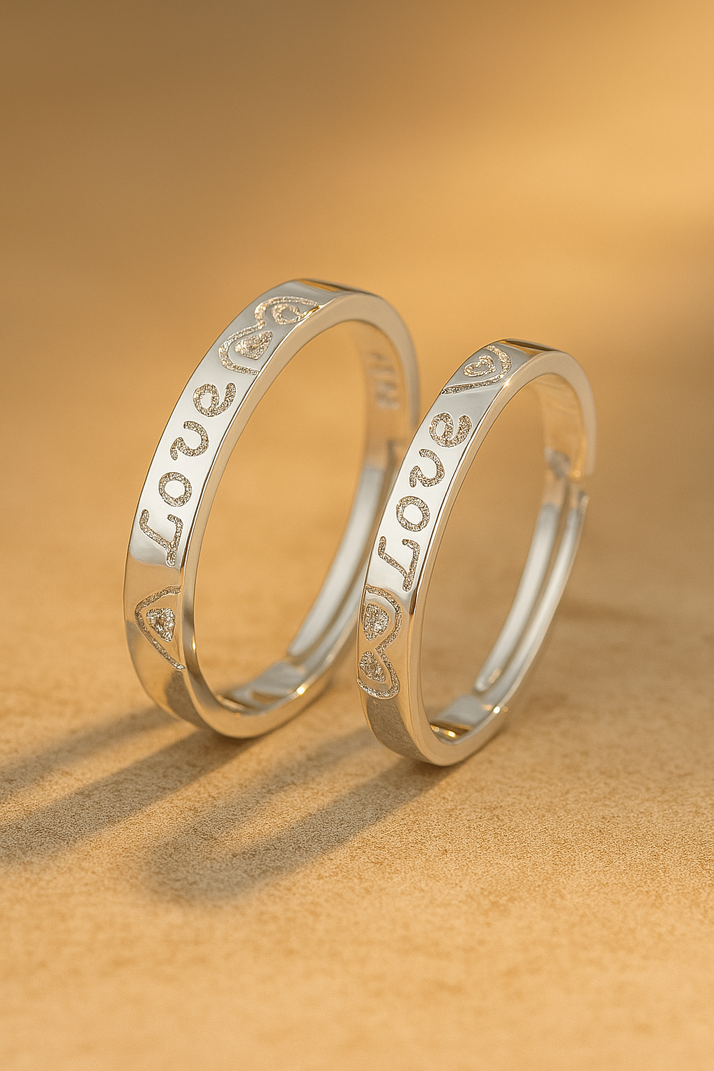 Couples Heart-Shaped Matching Promise Rings Set 4