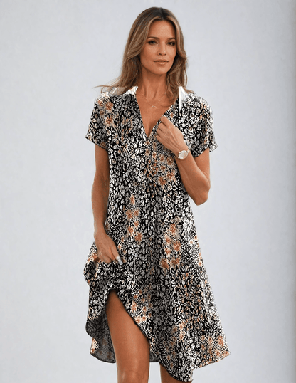 Women's Vintage Lightweight Dress with Floral Print