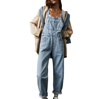 Women's Relaxed Denim Jumpsuit with Classic Design