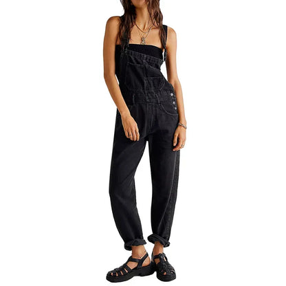 Women's Relaxed Denim Jumpsuit with Classic Design