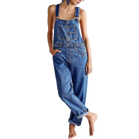 Women's Relaxed Denim Jumpsuit with Classic Design