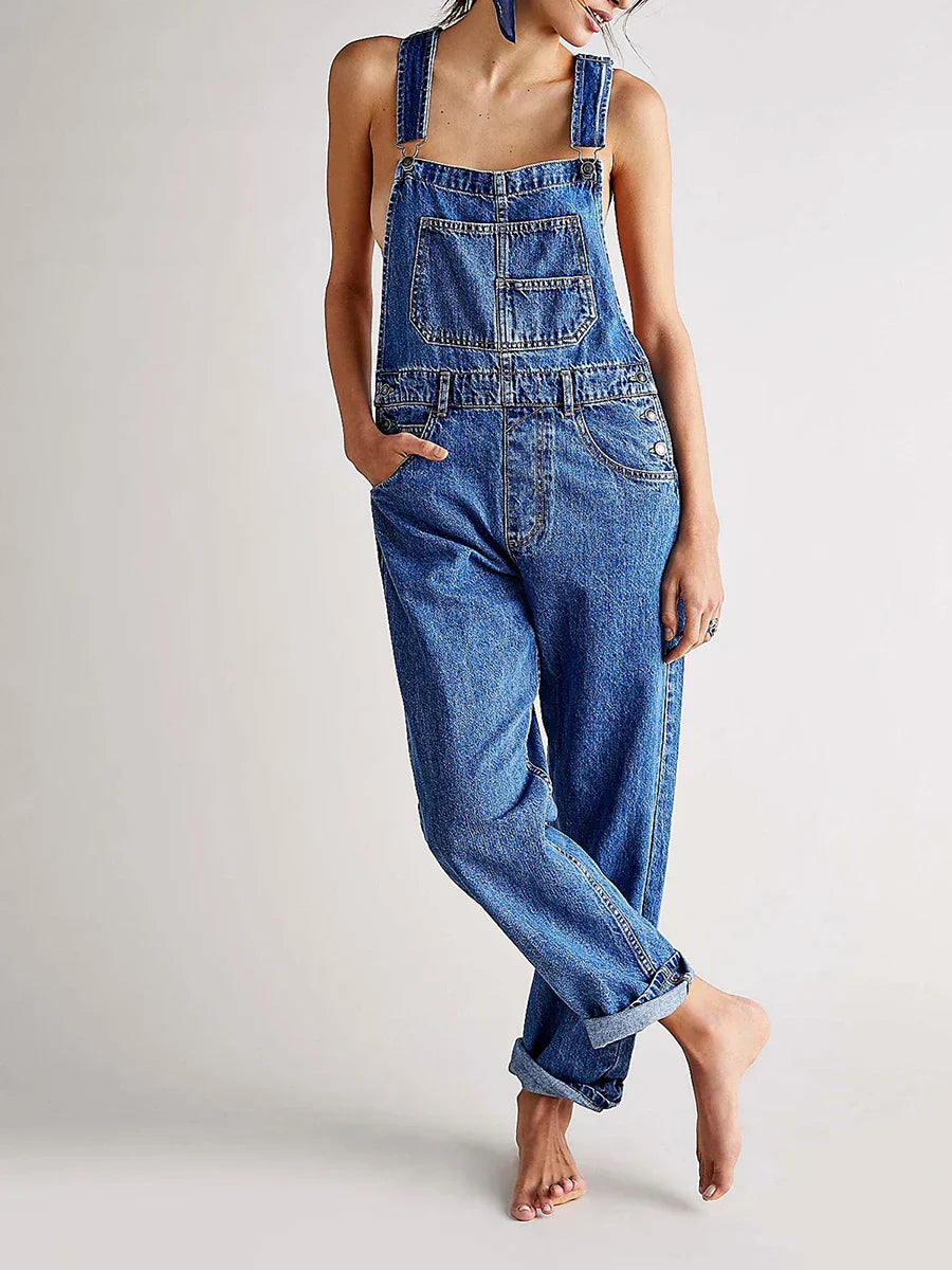Women's Relaxed Denim Jumpsuit with Classic Design