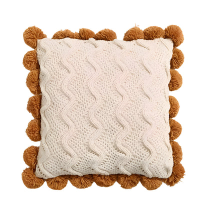 Decorative Cushion Cover with Pompom Knit Design 0