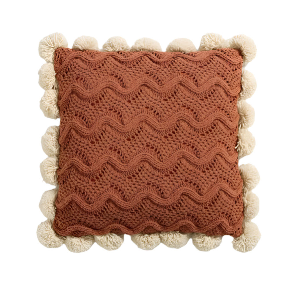Decorative Cushion Cover with Pompom Knit Design 7