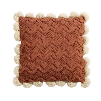 Decorative Cushion Cover with Pompom Knit Design 7