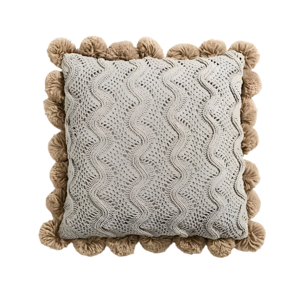 Decorative Cushion Cover with Pompom Knit Design 8