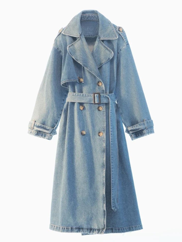 Mabel - Blue Vintage Trench Coat - For Women | Elegant Style