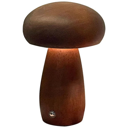 Dimmable LED Night Light – Wooden Mushroom Design with USB Charging 3