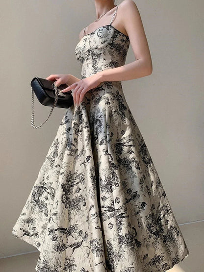 Women's Summer Vintage Floral Midi Dress | Ideal for Summer