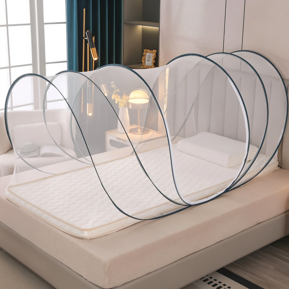 Foldable Circular Mosquito Net for Bed with Adjustable Fit 0