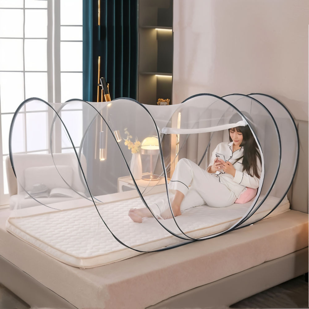 Foldable Circular Mosquito Net for Bed with Adjustable Fit 2