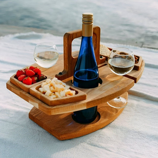 Foldable Picnic Table with Snack and Drink Holders 0