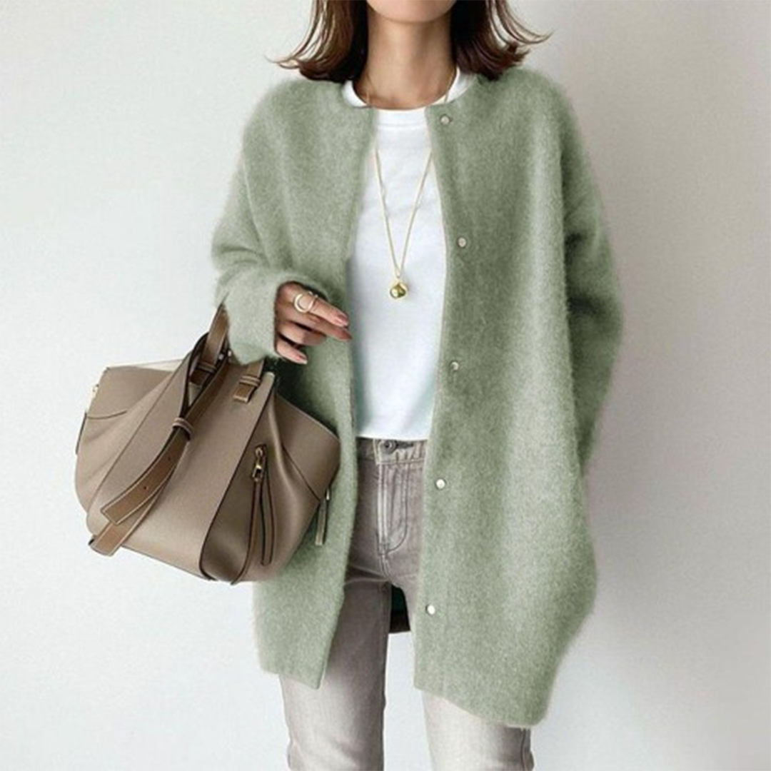 Women's Cozy Solid Colour Chunky Knit Cardigan with Buttons | Ideal for Winter