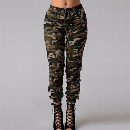 Women's Classic Skinny Camouflage Drawstring Trousers | Perfect for Casual Days