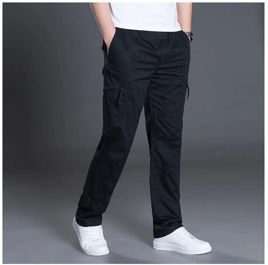 Men's Fashionable Black Straight Cargo Pants with Baggy Fit | Perfect for Casual Days