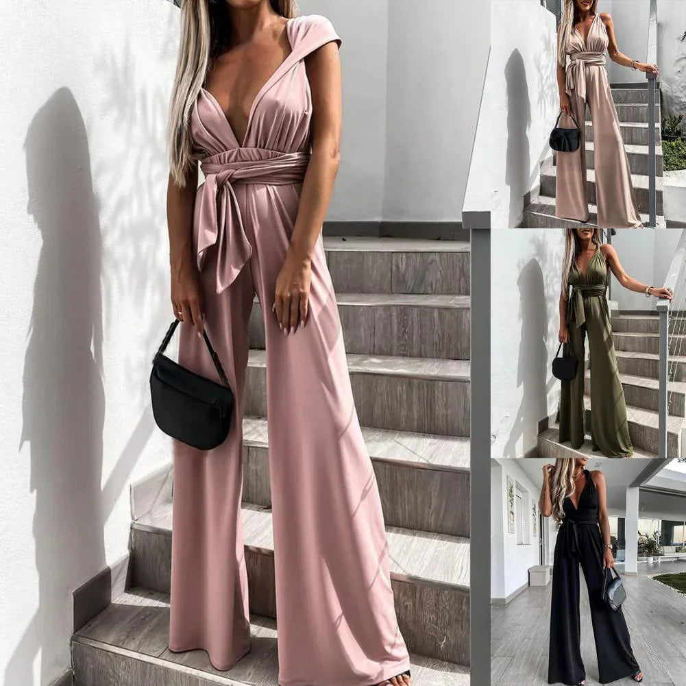 Women's Elegant Sleeveless Pleated Belt Jumpsuit | Perfect for Summer