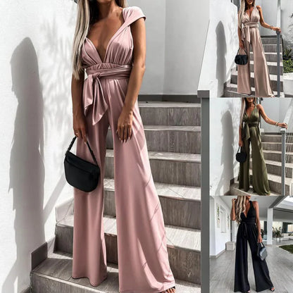 Women's Elegant Sleeveless Pleated Belt Jumpsuit | Perfect for Summer
