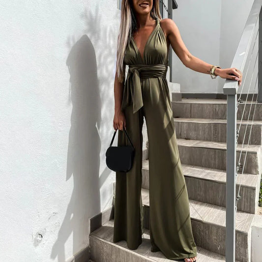 Women's Elegant Sleeveless Pleated Belt Jumpsuit | Perfect for Summer