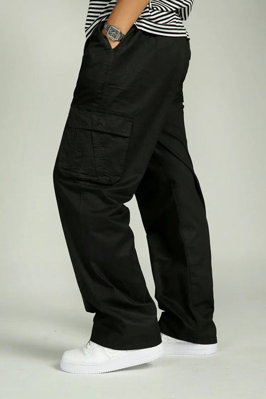 Men's Casual Black Cargo Pants with Baggy Fit | Ideal for Everyday Wear