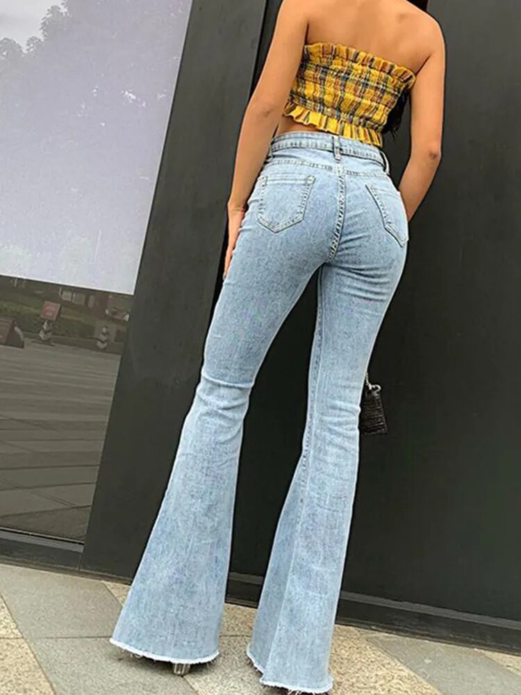 Women's Vintage High-Waist Denim Flared Jeans | Perfect for Casual Days