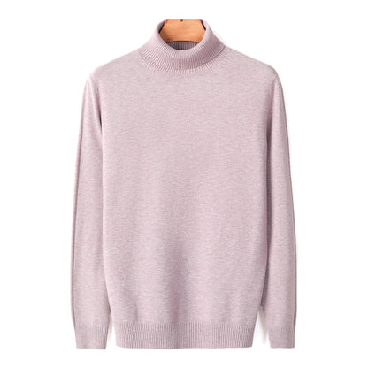 Men's Comfortable Solid Colour Knitted Turtleneck Jumper | Ideal for Autumn/Winter