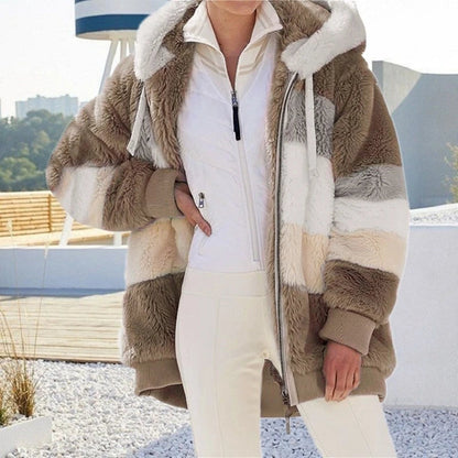 Women's Casual Oversize Winter Coat with Fleece Faux Fur | Ideal for Autumn/Winter