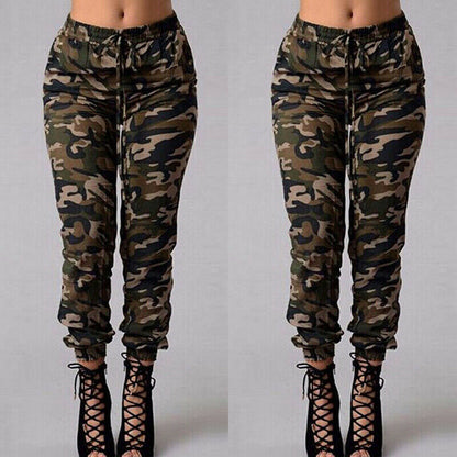 Women's Classic Skinny Camouflage Drawstring Trousers | Perfect for Casual Days