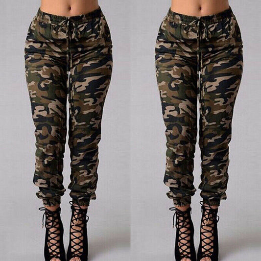Women's Classic Skinny Camouflage Drawstring Trousers | Perfect for Casual Days