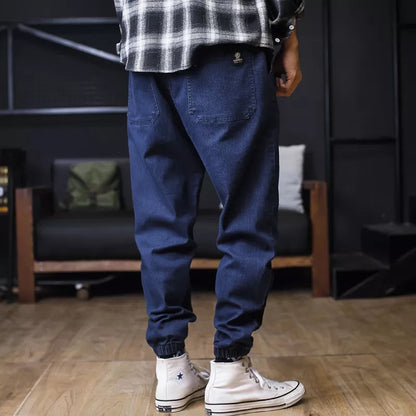 Men's Casual Blue Wide Leg Cargo Jeans | Perfect for Casual Days