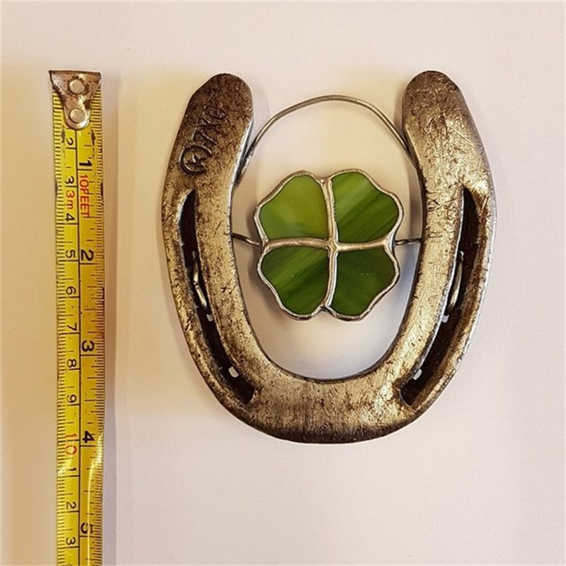 Horseshoe Ornament with Four Leaf Clover Design 3