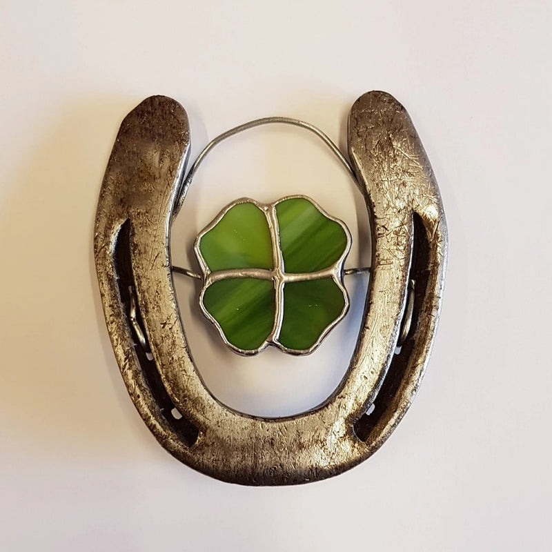 Horseshoe Ornament with Four Leaf Clover Design 7