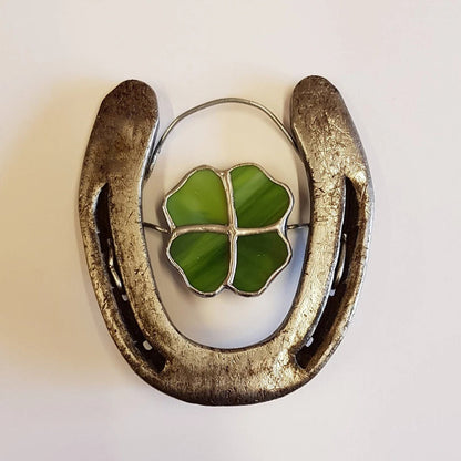 Horseshoe Ornament with Four Leaf Clover Design 7