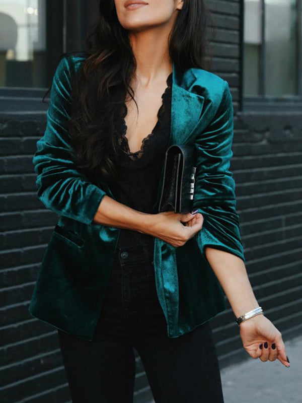 Women's Casual Velvet Blazer with Pocket | Perfect for Casual days