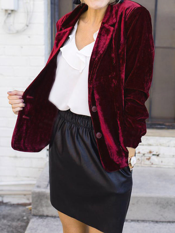 Women's Casual Velvet Blazer with Pocket | Perfect for Casual days