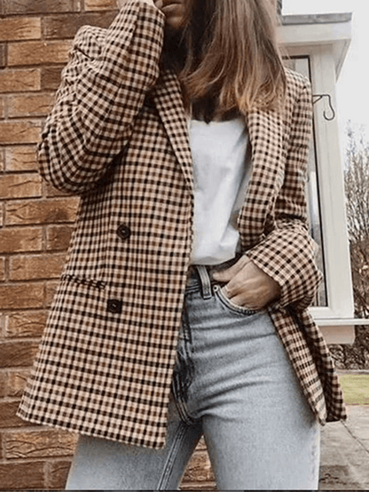 Women's Casual Plaid Blazer with Pockets | Perfect for Casual Days