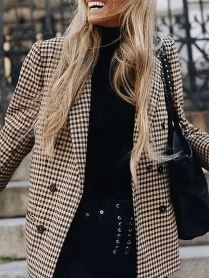 Women's Casual Plaid Blazer with Pockets | Perfect for Casual Days