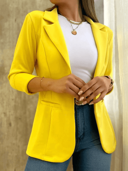 Women's Elegant Slim Fit Open Front Blazer with Pockets | Perfect for Casual Days