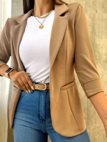 Women's Elegant Slim Fit Open Front Blazer with Pockets | Perfect for Casual Days